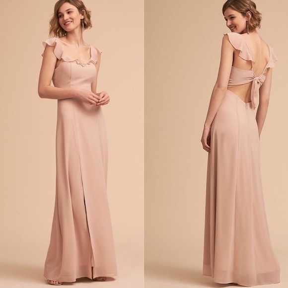 BHLDN Anthropology Diana Blush Pink Nude Bridesmaid Maxi Dress Size Small - Picture 1 of 5